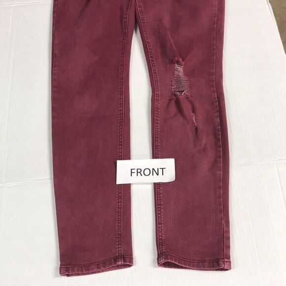 REFUGE Distressed Burgundy Maroon Skinny Jeans Womens Sz 8 Ripped Stretch Denim - Picture 2 of 13